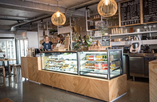 Cabinet by front counter at Street Organics.