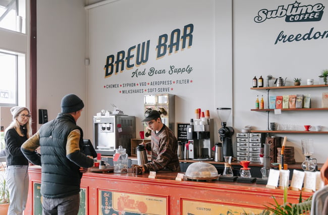 Customer being served at Sublime Roastery and Brew Bar.