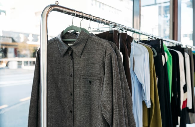 Close up of clothing on the rack at Sully's.