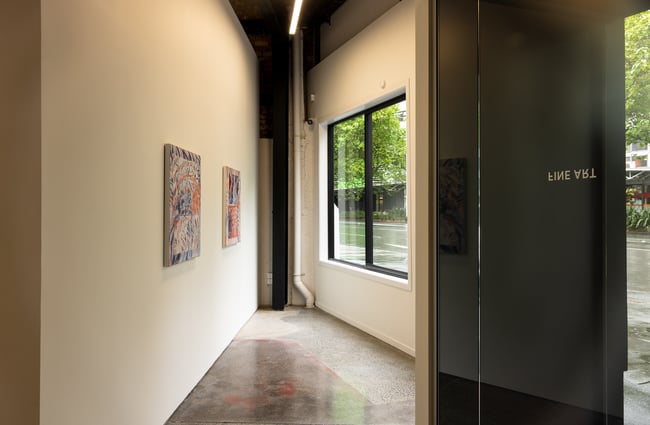 A dark corner of Sumer Gallery in Auckland.
