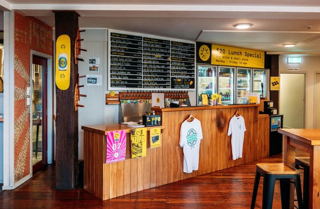 The bright interior of Sunshine Brewery Gisborne.