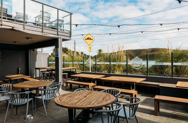 The outdoor balcony at Supply Room in Porirua.
