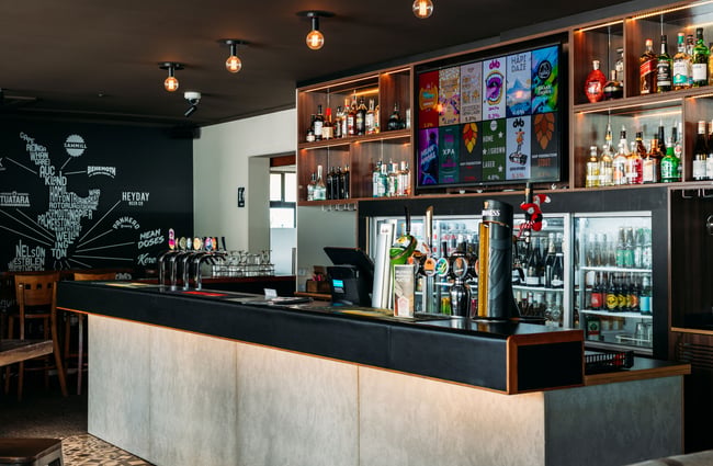 The bar at Supply Room in Porirua.