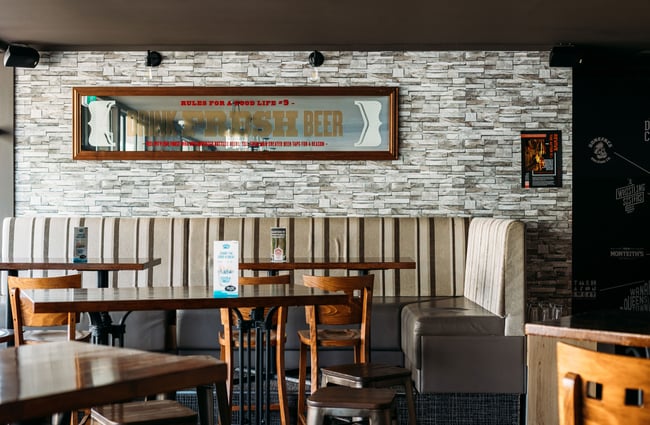 The seating area inside Supply Room in Porirua.