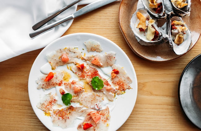 Food dishes on the table at Supra.