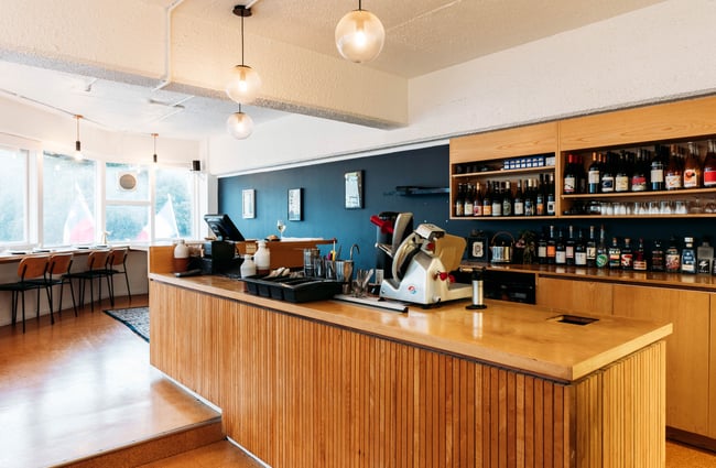 Dining room and bar space at Supra.