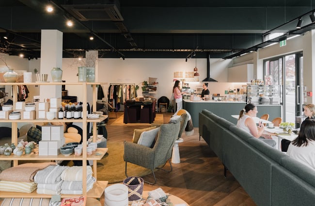 Overview of cafe and shop area at Swoon in Christchurch.