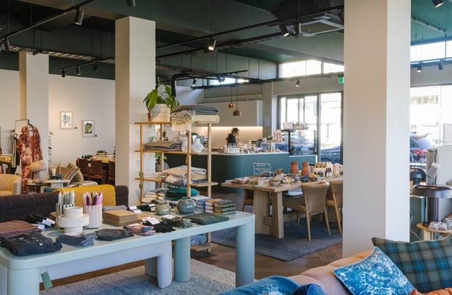 View of the retail store and the cafe at Swoon Store.
