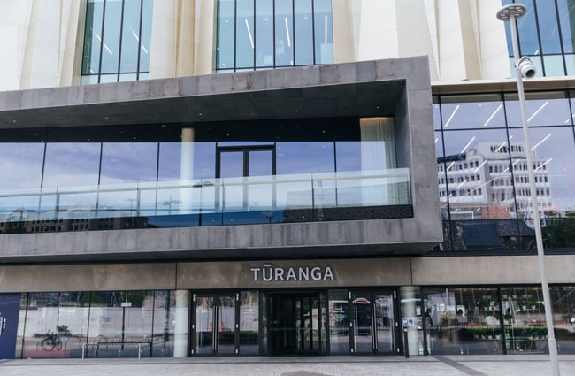 Gold building exterior of Turanga.