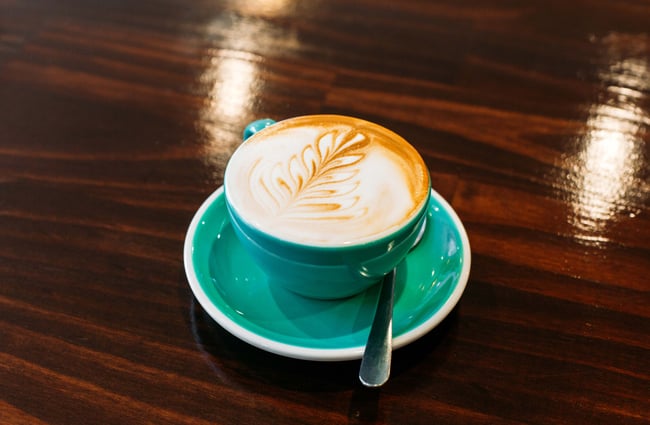 Coffee on a table at t bay cafe, Porirua.