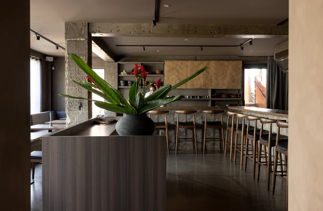 The wooden interior of Tala restaurant in Auckland.