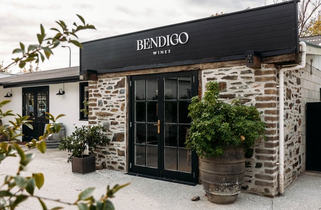 Schist building exterior of Bendigo Wines at Tarras Village.