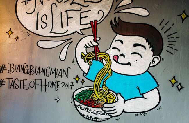 Cartoon wall mural.