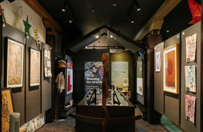 Items on display at exhibition at Te Ana Maori Rock Art Centre, Timaru.