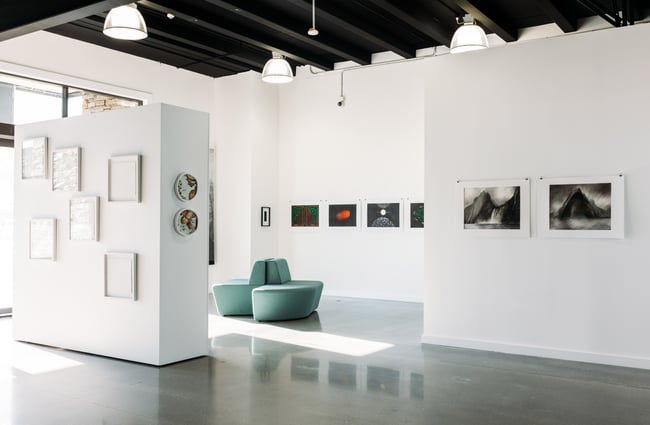 A large exhibition area inside Te Atamira Queenstown.