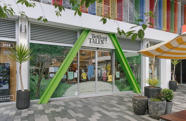 The exterior of Telling Tales bookshop in Christchurch.