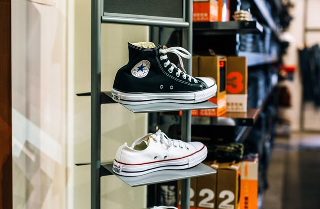 Close up of Converse sneakers.