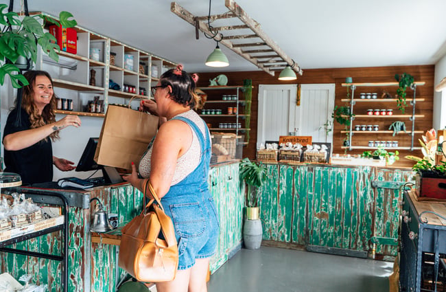 Customer at the front counter at The Baked Dane.
