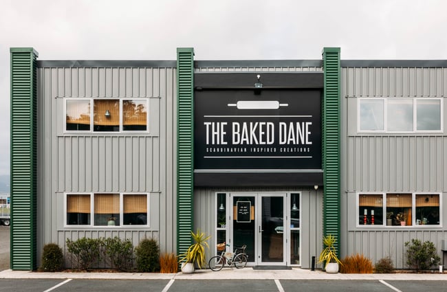 The exterior of the shop and factory of The Baked Dane.