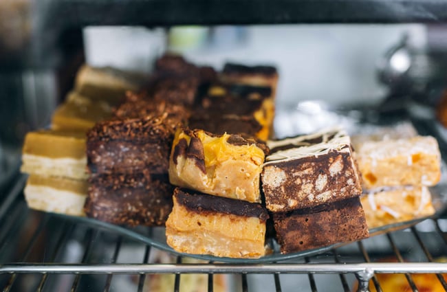 Plate of slices in a cabinet.