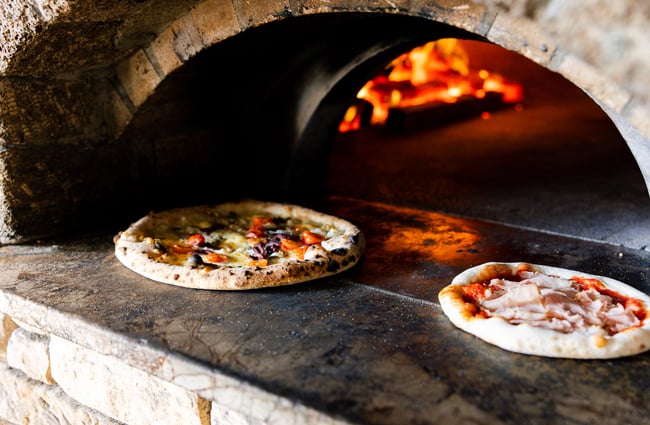 Pizzas sitting at the woodfire oven at The Birdwood.