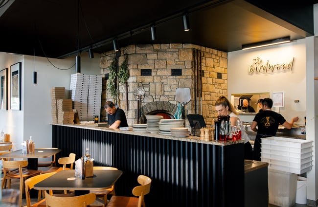 Woodfired kitchen in the restaurant section of The Birdwood.