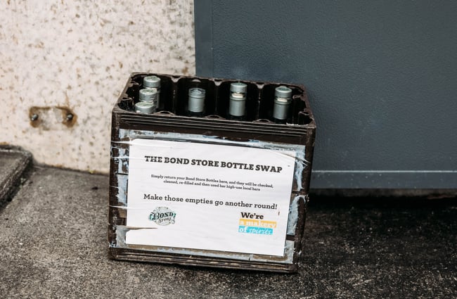 The bottle swap system at The Bond Store.