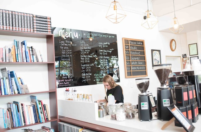 Menu by the coffee machine.