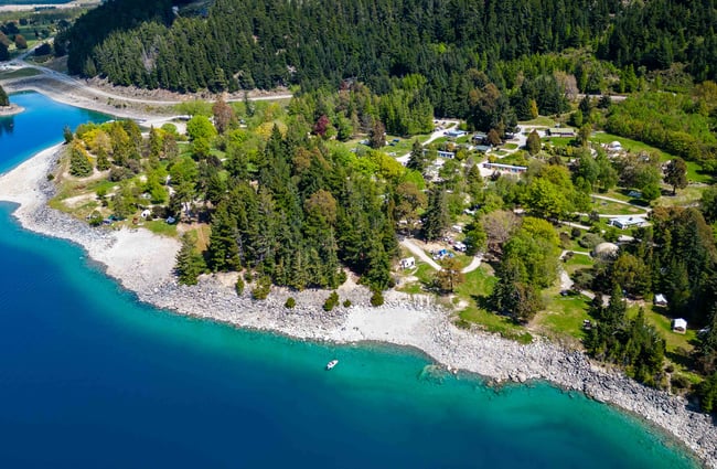 A view of a lake photographed from above.