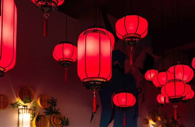 Close up of Chinese lanterns.