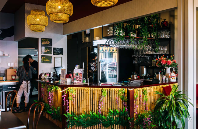 View of the bar made from bamboo.
