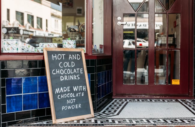 Signage at The Chocolate Story.