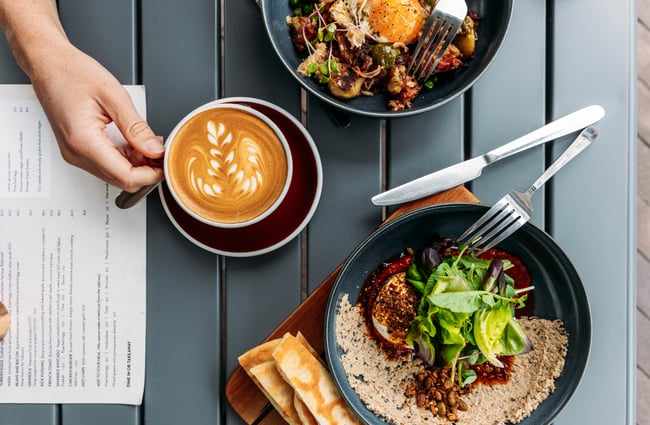 Coffee and dishes at The Corner Store.
