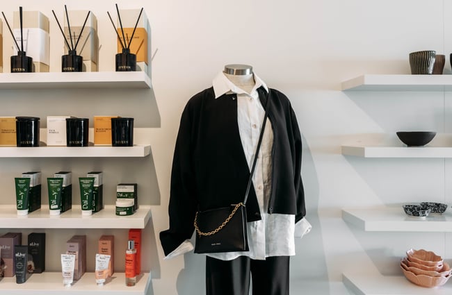 Mannequin and shelving at The Cove.