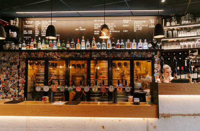 Beer fridges and taps at Craft Embassy.