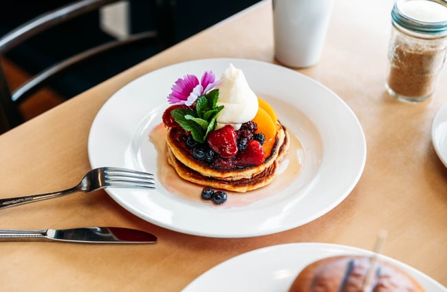 Pancakes on a plate at The Duke’s Roadhouse in Rangitikei.
