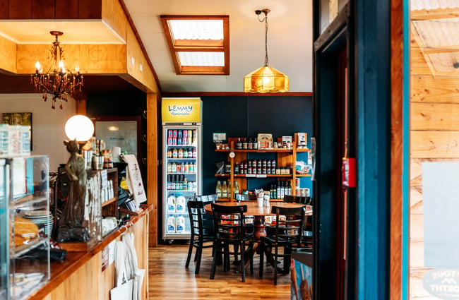 Seating inside The Duke’s Roadhouse in Rangitikei.