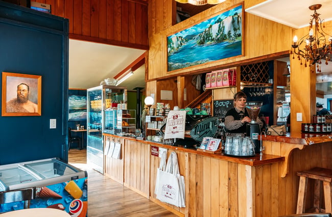 The cafe counter at The Duke’s Roadhouse in Rangitikei.