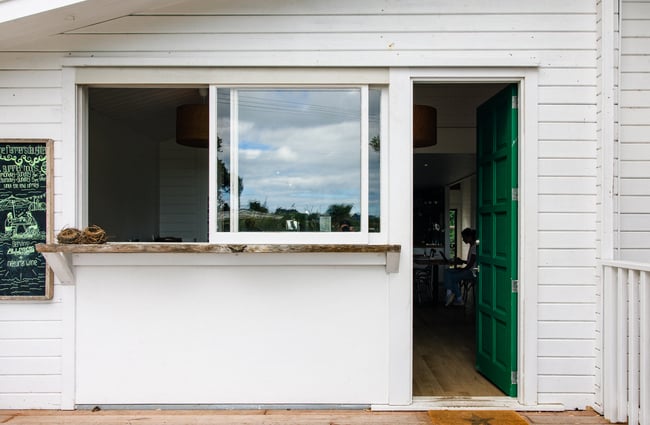 Window and front door at The Farmers Daughter.