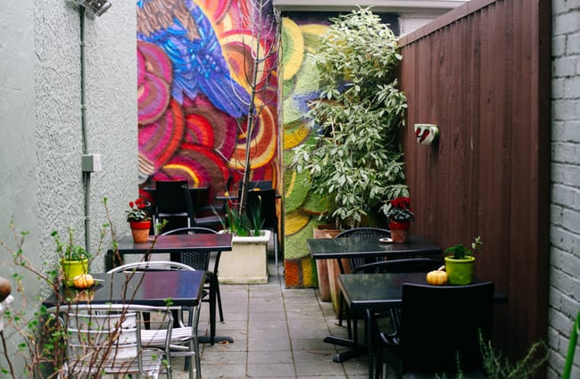 The outdoor dining area.