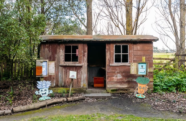 Wooden shed on the property at The Herb Farm.