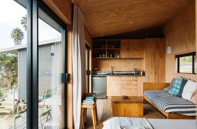 Kitchen and lounge area at The Huts.