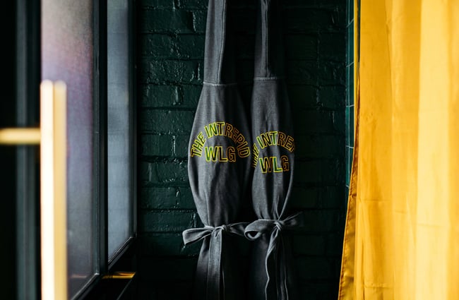 Gowns hanging up at The Intrepid Hotel.