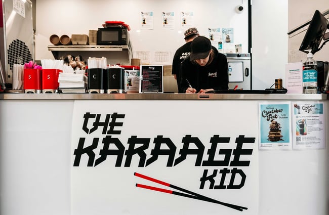 The counter window of The Karaage Kid in Porirua.