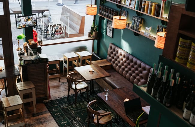 Looking down into the bar from upstairs.