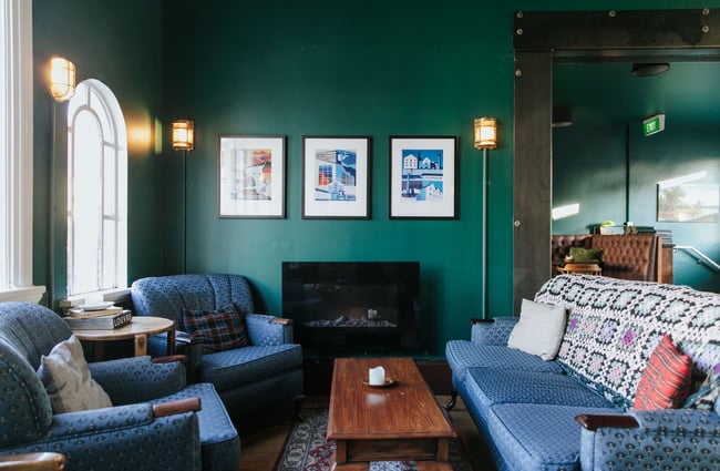 Couches inside the bar.