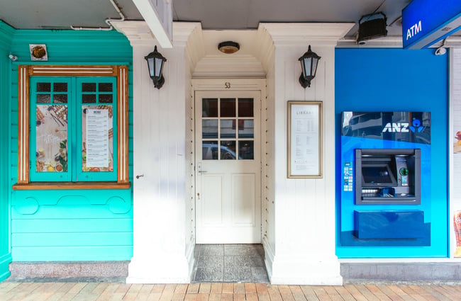 The entrance to The Library bar Wellington on Courtenay Place.