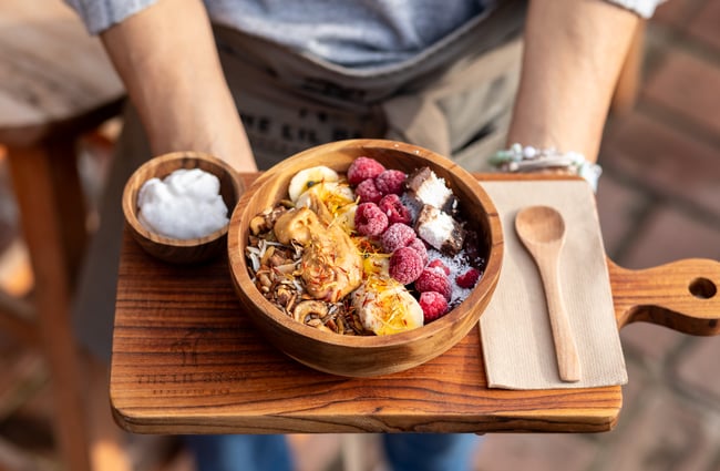 Healthy smoothie bowl at The Lil Brew Espresso Bar.