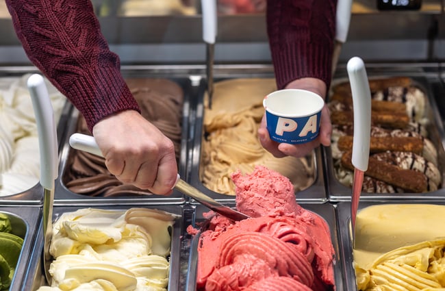 Close up of Paleta ice cream cabinet at Little High Eatery in Christchurch