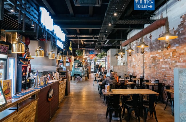 Overview of main indoor dining area at Little High Eatery in Christchurch